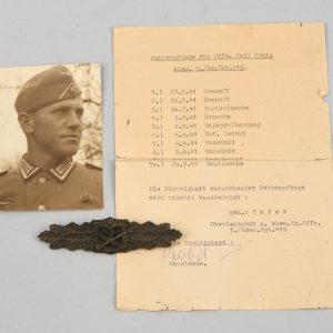 Named Close Combat Clasp in Bronze With Photo And Close Combat Days Document